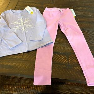 Cat & Jack Lavender Long Sleeve Top with Purple Leggings